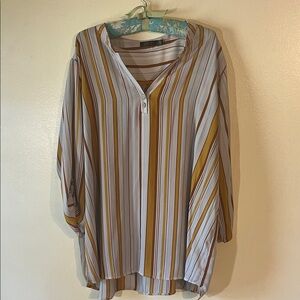 Elegant Striped Blouse in Mustard and White